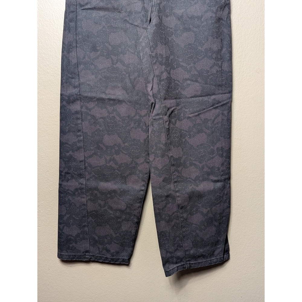 Obey Floral Lace Denim Pants Womens 26 Black Straight Leg High Rise Streetwear - Picture 8 of 12